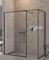 KABINA NEW MODUS BLACK WALK-IN U 130x90x200 CZYSTE 8mm ACTIVE SHIELD