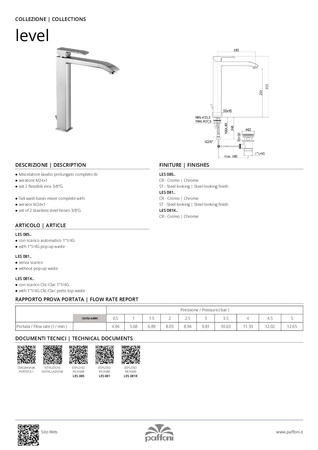 Bateria umywalkowa wysoka (clickclack)-Paffoni/kolekcja Level