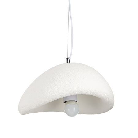 Lampa wisząca STONE 30 cm - biała lampa w stylu japandi