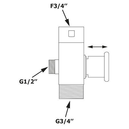 Przełącznik baterii prysznicowej F3/4"-M1/2"xM3/4", chrom