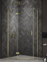 Kabina NESTA LIGHT GOLD 1D pięciokątna lewa Drzwi P 100x80x200 czyste 6mm Active Shield 2.0