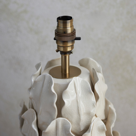 Layered Leaf Table Lamp Base Ivory Crackle Large