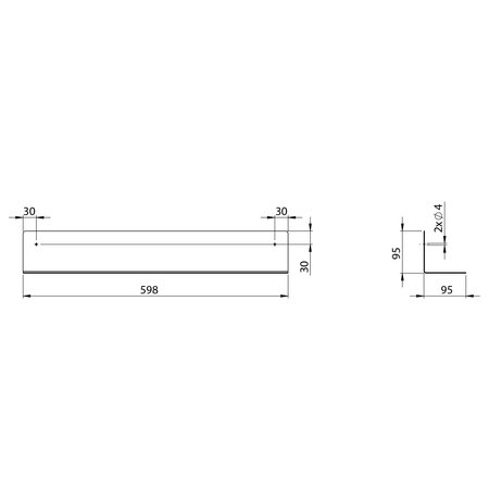 Półka 598x95x95mm, czarny mat