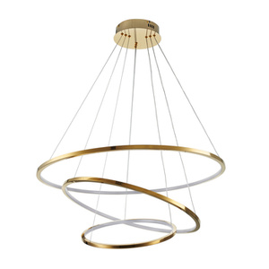Lampa wisząca CIRCLE SLIM 40+60+80 cm - LED, ring złoty potrójny
