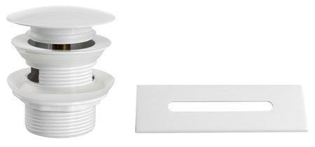 SET maskownica przelewu, odpływ wannowy 6/4", klik-klak, biały połysk