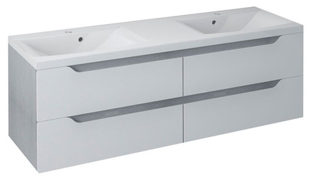 WAVE szafka umywalkowa 150x50x48cm, biała/dąb srebrny