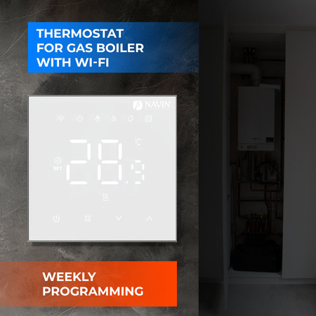 Termostat NAVIN WT410 W-3A z Wi-Fi do kotłów gazowych, biały