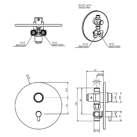 TEMPOR samozamykający podtynkowy zawór prysznicowy z regulacją temperatury, chrom