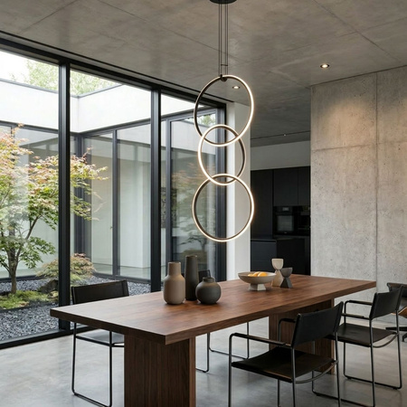 Lampa wisząca COCO 3, 40 cm - LED, czarny minimalistyczny potrójny  ring