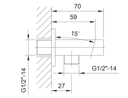 Przyłącze kątowe z uchwytem prysznica, chrom
