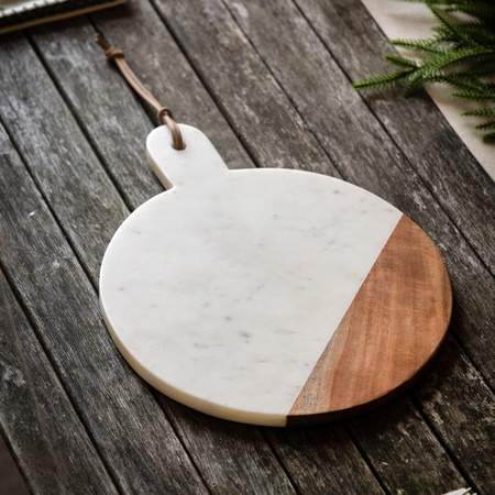 Novi Round Cheese Board White Marble 330x250x15mm