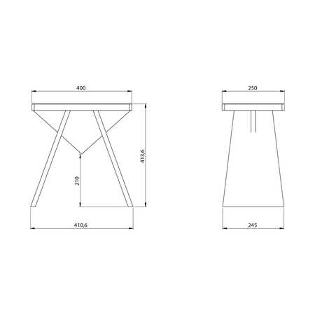 ASTYLE taboret 40x41x25cm, lite drewno dąb naturalny
