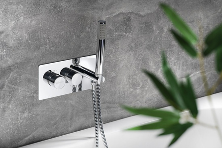 RHAPSODY bateria prysznicowa termostatyczna podtynkowa, rączka prysznicowa, 2/3 wyjścia, chrom