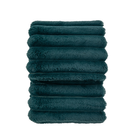 Ribbed Faux Fur Throw Teal 1300x1700mm