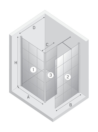 NZ6 Kabina NEW MODUS WHITE walk-in U 110x200 szkło czyste 8mm Active Shield 2.0 - wzór kratka