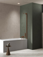 NZ4 Parawan nawannowy NESTA COPPER BRUSHED stały U 100x140 szkło czyste 8mm Active Shield 2.0 - WSPORNIK KĄTOWY