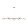 Lampa wisząca COSMIC-8, 85 cm - złoty stelaż, transparentne klosze