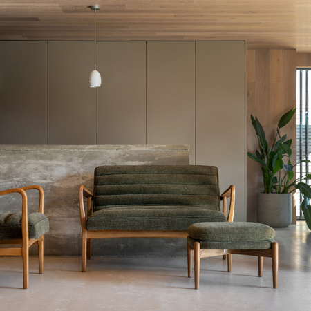 Datsun Footstool Green Boucle 555x475x395mm