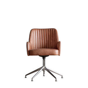 Fotel obrotowy Curie – srebrny / vintage brązowy, 64 × 61,5 × 85,5 cm