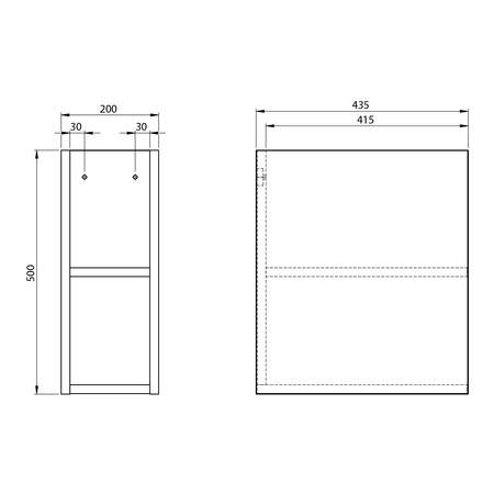 ODETTA szafka wisząca dolna 20x50x43,5cm, sosna rustykalna