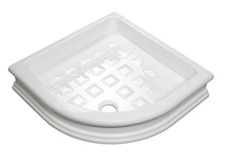 RETRO brodzik prysznicowy ceramiczny, półokrągły 90x90x20cm, R550, biały