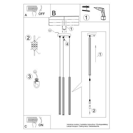 Lampa wisząca ARCHE 3P beżowa