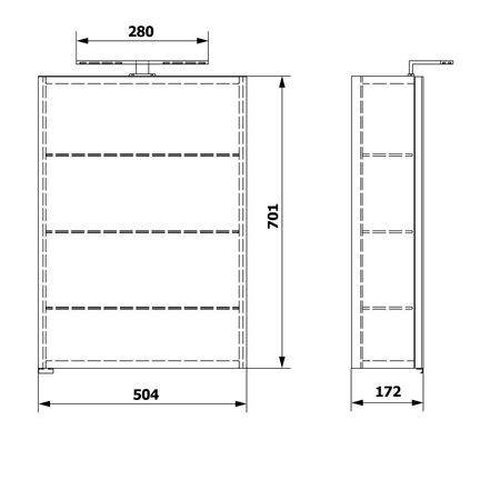 RIWA szafka z lustrem, oświetlenie LED, 50x70x17cm, dąb srebrny