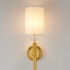Lampa ścienna DAMA 92 cm-  złoty kinkiet z białym abażurem