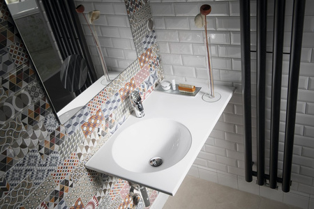 JUNO umywalka kompozytowa 80x47cm, biała, lewa