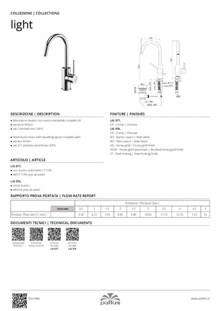 Bateria umywalkowa stojąca-Paffoni/kolekcja Light