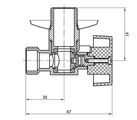 Zawór do pralki z zaworem zwrotnym 1/2"x3/4" - L, chrom