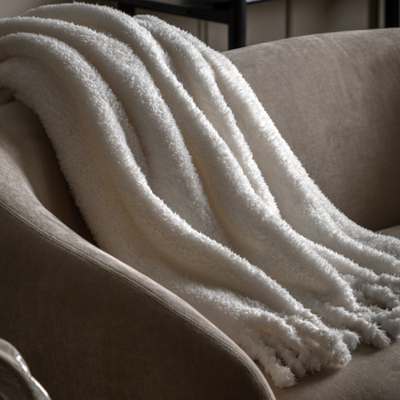 Plain Fringe Teddy Throw Natural 1300x1700mm
