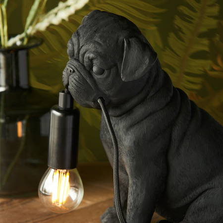 Lampa stołowa Pug – czarna, 19,7 × 13 × 23,7 cm