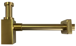 Syfon umywalkowy 5/4", odpływ 32mm, kwadratowy, złoto mat
