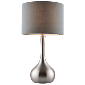 Lampa stołowa Piccadilly – szary / satynowy nikiel, 23 × 23 × 42 cm