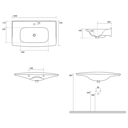 THE NEW YORKER umywalka ceramiczna 100x53cm, biały