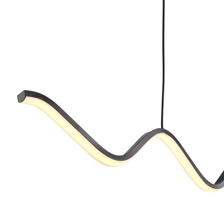 Lampa wisząca ZIGZAG 90 cm - LED, czarna, falista listwa