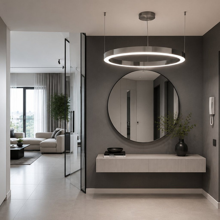 Lampa wisząca CIRCLE 80 cm - LED, ring nikiel szczotkowany