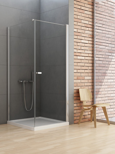 Kabina prysznicowa NEW SOLEO 1D kwadratowa U 70x75x195 szkło czyste 6mm Active Shield 2.0 - wsp. równoległy