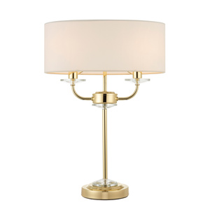 Lampa stołowa Nixon – mosiądz / vintage biały, 38 × 20 × 54 cm
