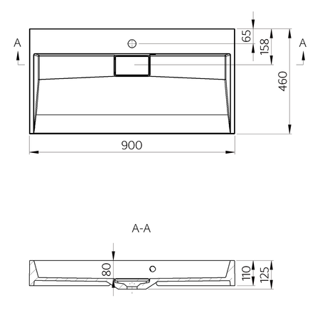 AMUR umywalka kompozytowa z pokrywą odpływu 90x46cm, biały