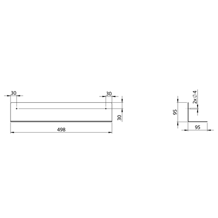 Półka 498x95x95mm, czarny mat