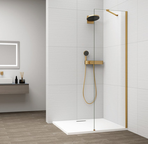 ESCA GOLD MATT jednoczęściowa kabina przysznicowa Walk-In, montaż przy ścianie, szkło czyste, 400 mm