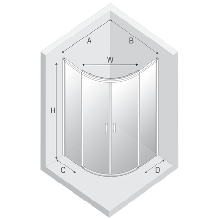 Kabina prysznicowa PRIME GOLD Brushed 2D półokrągła R55 90x90x200 szkło czyste 6mm Active Shield 2.0
