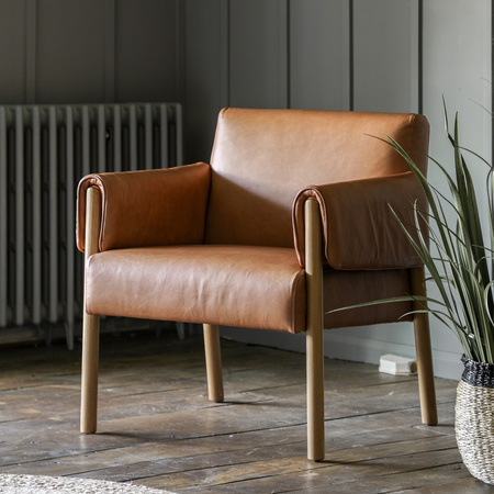 Stratford Armchair Brown Leather 755x725x800mm