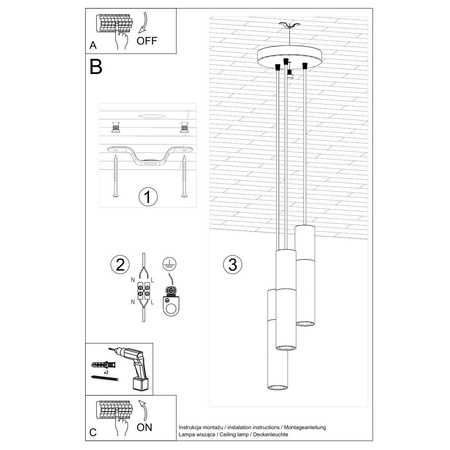 Lampa wisząca BORGIO 3P czarny