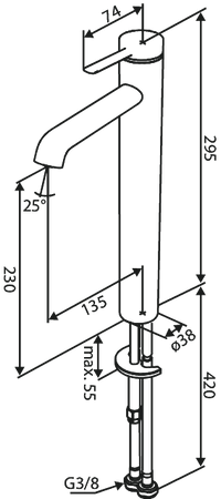 Iris Bateria umywalkowa - Wysoka (Szczotkowany grafit)