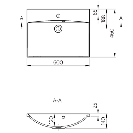 MARIA umywalka kompozytowa 60x46cm, biała
