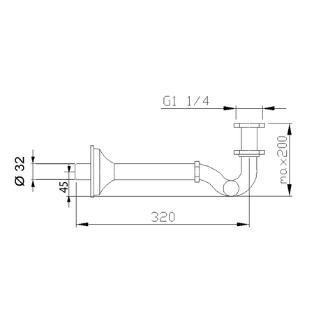 Syfon bidetowy 5/4", odpływ 32mm, brąz