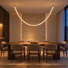 Lampa wisząca SNAKE LED 300 cm - elastyczny przewód LED, 3000K, złote uchwyty